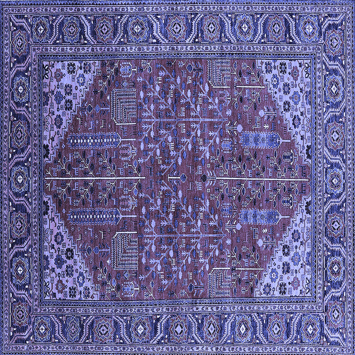 Square Machine Washable Oriental Blue Industrial Rug, wshurb2328blu