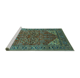 Sideview of Machine Washable Oriental Turquoise Industrial Area Rugs, wshurb2328turq