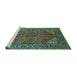 Sideview of Machine Washable Oriental Turquoise Industrial Area Rugs, wshurb2328turq