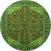 Round Oriental Green Industrial Rug, urb2329grn