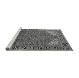 Sideview of Machine Washable Oriental Gray Industrial Rug, wshurb2329gry