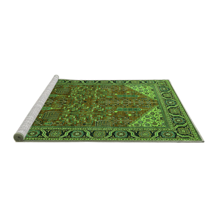 Sideview of Machine Washable Oriental Green Industrial Area Rugs, wshurb2329grn