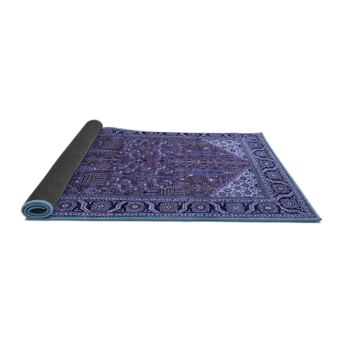 Sideview of Oriental Blue Industrial Rug, urb2329blu