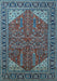 Machine Washable Oriental Light Blue Industrial Rug, wshurb2329lblu