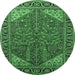 Round Oriental Emerald Green Industrial Rug, urb2329emgrn