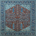 Square Machine Washable Oriental Light Blue Industrial Rug, wshurb2329lblu