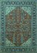 Machine Washable Oriental Turquoise Industrial Area Rugs, wshurb2329turq