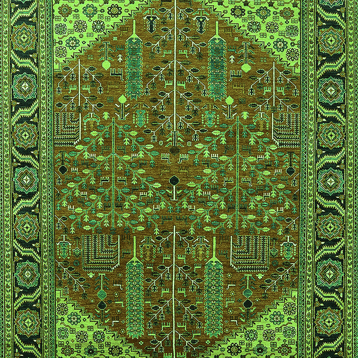 Machine Washable Oriental Green Industrial Area Rugs, wshurb2329grn