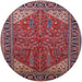 Round Mid-Century Modern Cranberry Red Oriental Rug, urb2329