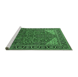 Sideview of Machine Washable Oriental Emerald Green Industrial Area Rugs, wshurb2329emgrn