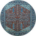 Round Oriental Light Blue Industrial Rug, urb2329lblu