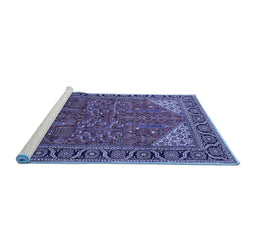 Sideview of Machine Washable Oriental Blue Industrial Rug, wshurb2329blu