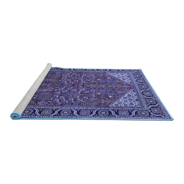 Sideview of Machine Washable Oriental Blue Industrial Rug, wshurb2329blu