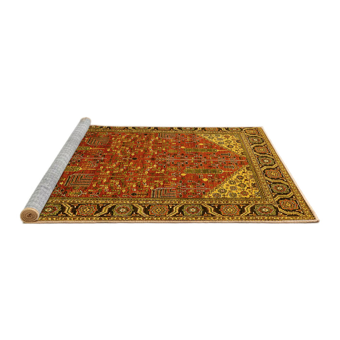 Sideview of Machine Washable Oriental Yellow Industrial Rug, wshurb2329yw