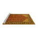 Sideview of Machine Washable Oriental Yellow Industrial Rug, wshurb2329yw