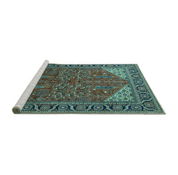 Sideview of Machine Washable Oriental Turquoise Industrial Area Rugs, wshurb2329turq
