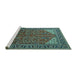 Sideview of Machine Washable Oriental Turquoise Industrial Area Rugs, wshurb2329turq