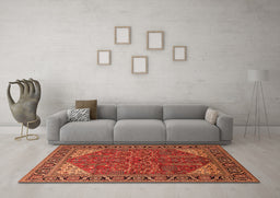 Machine Washable Oriental Orange Industrial Area Rugs in a Living Room, wshurb2329org