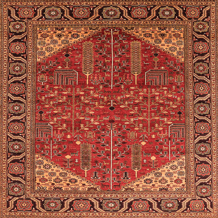 Square Oriental Orange Industrial Rug, urb2329org