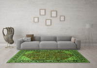 Machine Washable Oriental Green Industrial Rug, wshurb2329grn