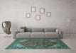 Machine Washable Oriental Turquoise Industrial Area Rugs in a Living Room,, wshurb2329turq