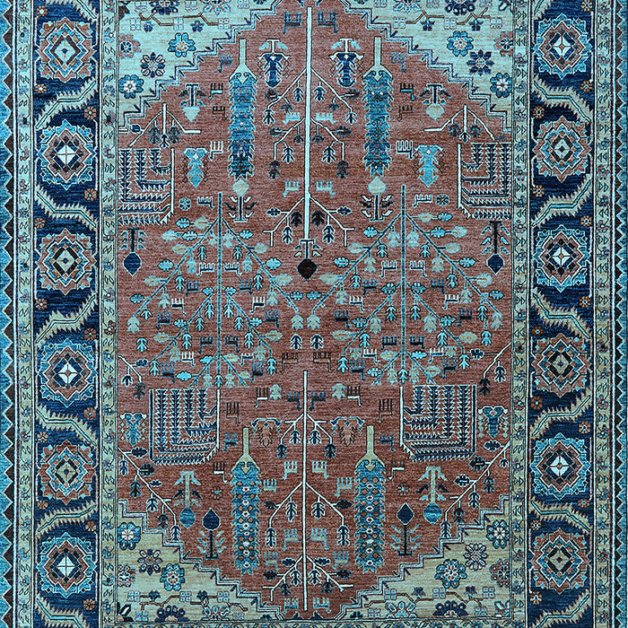 Machine Washable Oriental Light Blue Industrial Rug, wshurb2330lblu