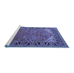 Sideview of Machine Washable Oriental Blue Industrial Rug, wshurb2330blu