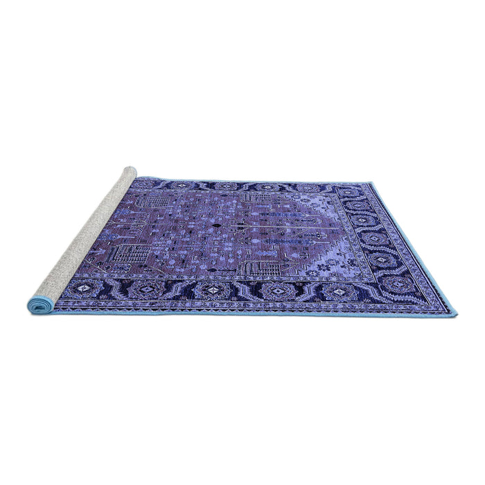 Sideview of Machine Washable Oriental Blue Industrial Rug, wshurb2330blu