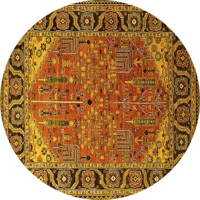 Round Oriental Yellow Industrial Rug, urb2330yw