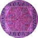 Round Machine Washable Oriental Purple Industrial Area Rugs, wshurb2330pur