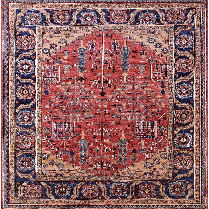 Square Machine Washable Industrial Modern Pink Brown Pink Rug, wshurb2330