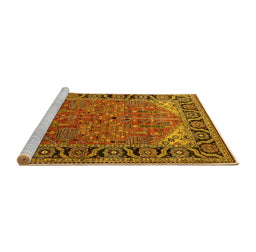 Sideview of Machine Washable Oriental Yellow Industrial Rug, wshurb2330yw