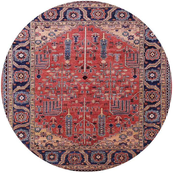 Round Machine Washable Industrial Modern Pink Brown Pink Rug, wshurb2330