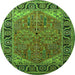 Round Oriental Green Industrial Rug, urb2330grn