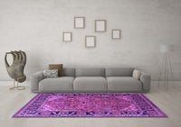 Machine Washable Oriental Purple Industrial Rug, wshurb2330pur