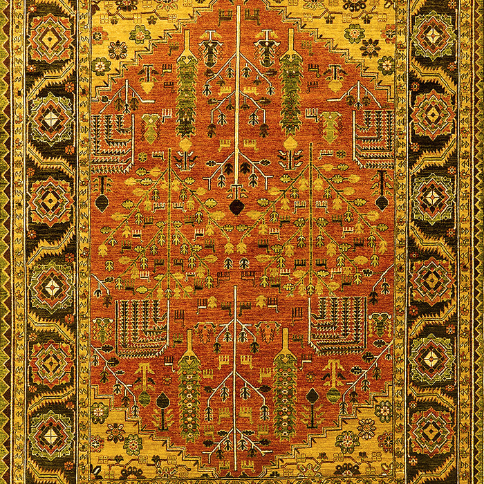 Machine Washable Oriental Yellow Industrial Rug, wshurb2330yw
