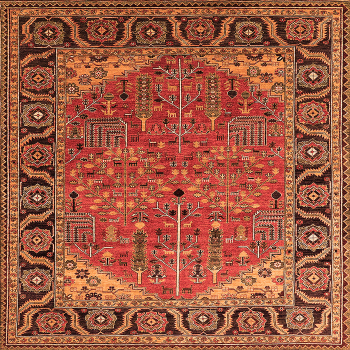 Square Oriental Orange Industrial Rug, urb2330org