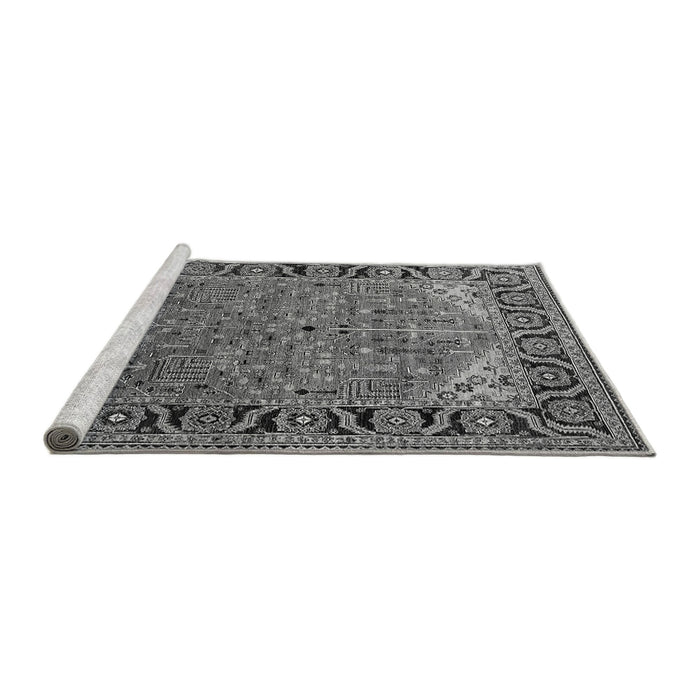 Sideview of Machine Washable Oriental Gray Industrial Rug, wshurb2330gry