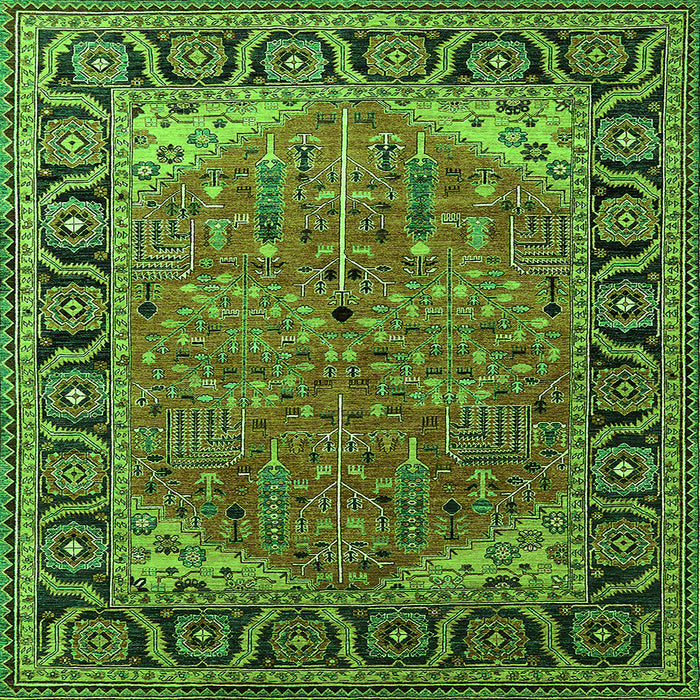 Square Oriental Green Industrial Rug, urb2330grn