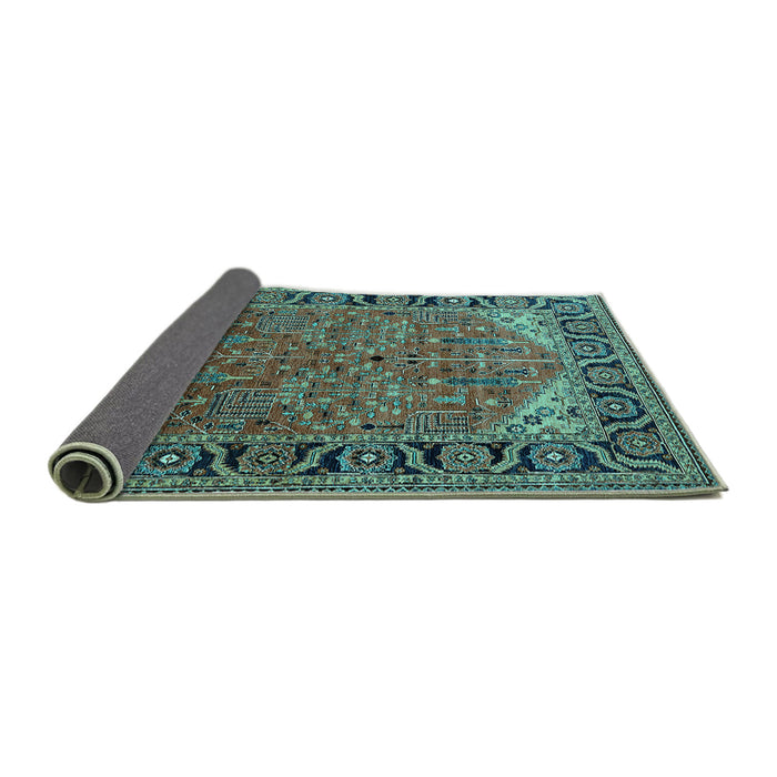 Sideview of Oriental Turquoise Industrial Rug, urb2330turq