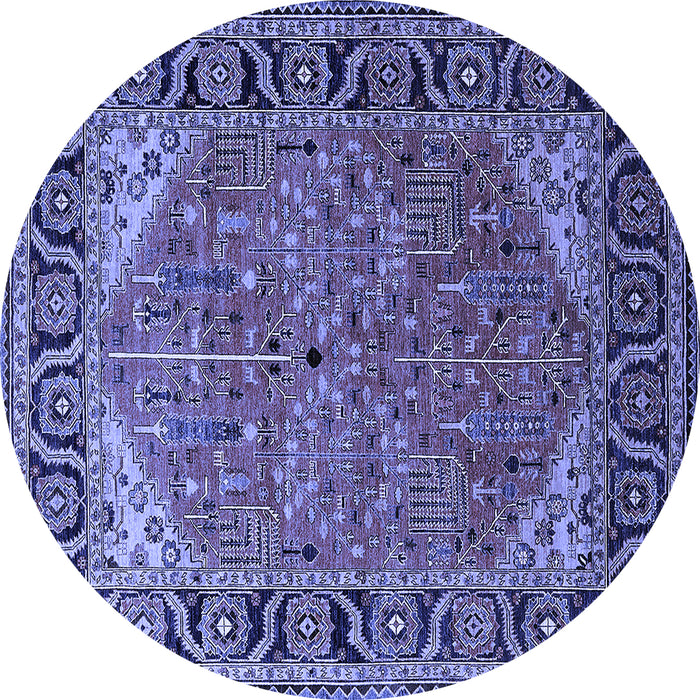 Round Oriental Blue Industrial Rug, urb2330blu