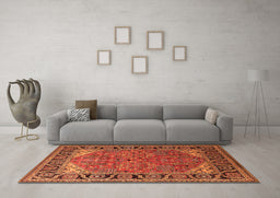 Machine Washable Oriental Orange Industrial Area Rugs in a Living Room, wshurb2330org