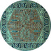 Round Oriental Turquoise Industrial Rug, urb2330turq