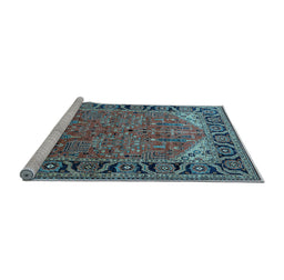 Sideview of Machine Washable Oriental Light Blue Industrial Rug, wshurb2330lblu