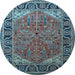 Round Oriental Light Blue Industrial Rug, urb2330lblu