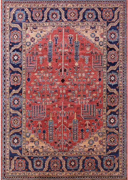 Mid-Century Modern Pink Brown Pink Oriental Rug, urb2330