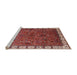 Sideview of Machine Washable Industrial Modern Red Rug, wshurb2331