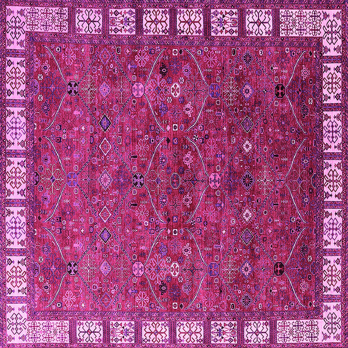 Square Machine Washable Oriental Pink Industrial Rug, wshurb2331pnk