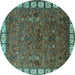 Round Oriental Turquoise Industrial Rug, urb2331turq