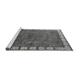 Sideview of Machine Washable Oriental Gray Industrial Rug, wshurb2331gry